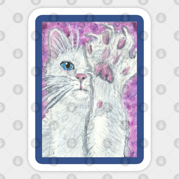 White cat paw up Sticker by SamsArtworks
